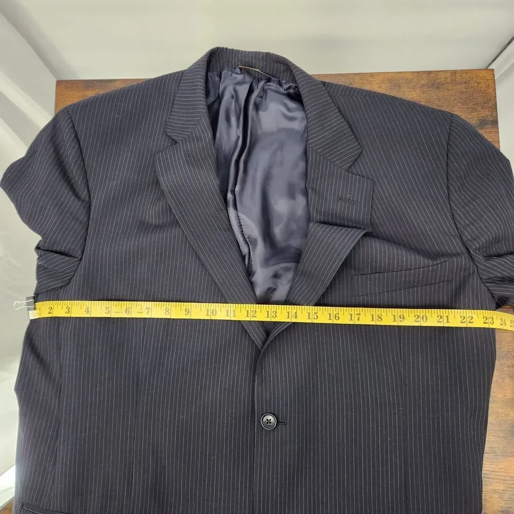 Brooks Brothers‎ 346 Jacket Dark Blue w/ Blue & Gray Pinstripe Blazer Wool 46L
